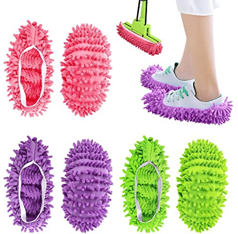AWAVM 3 Paia (6 pezzi) di Copriciabatte Pigre, Copriciabatte Rimovibili e Lavabili, Copriscarpe Multifunzionali, Pulizia del Pavimento, Faccende Domestiche, Mop, Scarpe