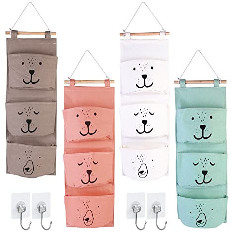 Rangement Suspendu 4 Pièces, Organisateur Mural en Tissu pour Porte, Chambre à Coucher, Salle De Bain, Bureau, Cuisine et Bébé