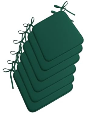 INSAFIANS Luxury Garden, Dining Chair Foam Cushions Summer Seatpad Tie On Seat Pads Patio Furniture Covers in set of 2,4,6 or 8 (Green, 6)