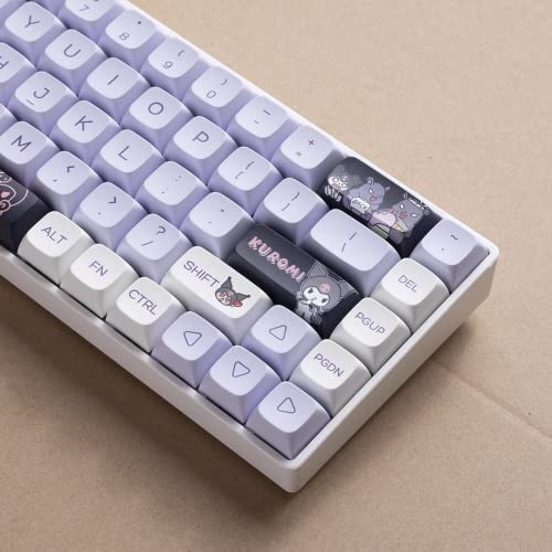 ILYCHEEGAMI Kuromi PBT Dye-Sub-Tastenkappen, niedliches Cartoon-XDA-Tastenkappen-Set für Mädchen, benutzerdefinierte Tastatur für Gateron, Kailh, Cherry MX-Schalter, ANSI-Layout, mechanische