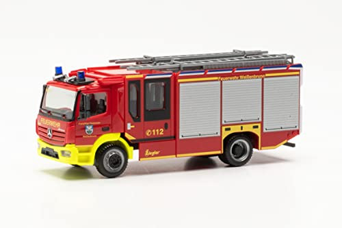 herpa 097314 Mercedes-Benz LKW Modell Atego '13 Ziegler Z-Cab LF Freiwillige Feuerwehr Weißenbrunn, Miniatur im Maßstab 1:87, Sammlerstück, Made in Germany, aus Kunststoff Miniaturmodell, Mehrfarbig