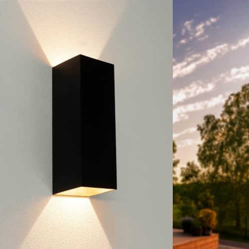 Ledvion LED Wandleuchte 9W Warmweiß IP54 Schwarz & Quadratisch 800lm | Für Einfahrt Gartenweg Terrasse oder Fassade geeignet und klar auf den Außeneinsatz ausgerichtet