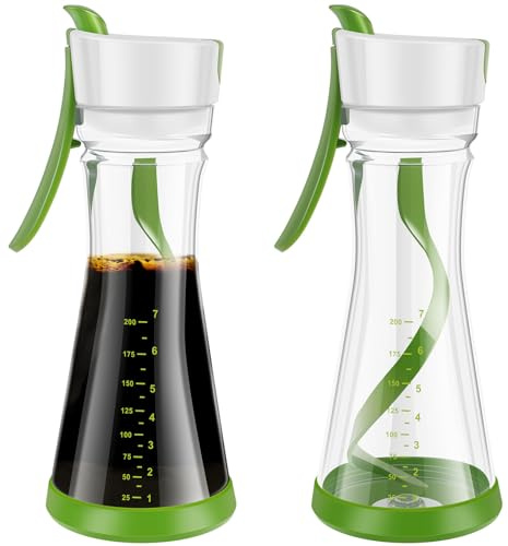 2 coctelera para ensalada con protección contra fugas, batidora de aliño con escala para lavavajillas, ensalada segura, botella de aderezo, agitador fácil de verter ensalada, recipiente para