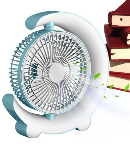 Ventilador de escritorio USB RGB | Ventilador de escritorio portátil de 3 velocidades de flujo de aire fuerte | Ventilador de mesa pequeño silencioso alimentado por USB con luz ambiental ajustable
