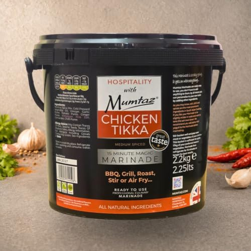 Mumtaz CHICKEN TIKKA Marinade Catering Size Bucket - BULK 2.2Kg - Restaurant Quality-Medium Spiced-BBQ-Grill-Roast-Stir or Air fry.All Natural Ingredients-Gluten Free-Vegan (2.2kg (Pack of 1), Tikka)