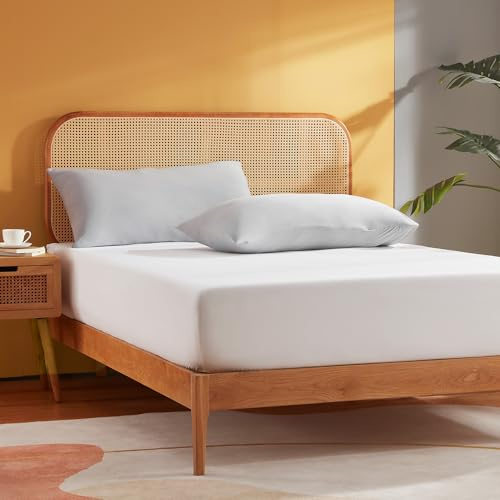 Sonive Sábana bajera ajustable de 160 x 200 cm, sábana bajera elástica grande de 30 cm, bolsillos extra profundos, color blanco