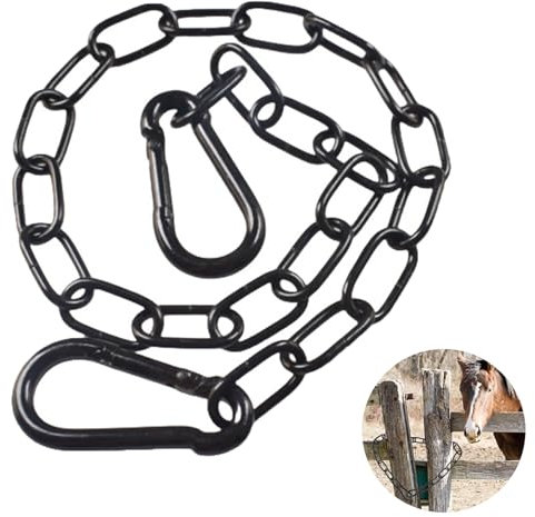 Gate Chain Lock for Outdoor Fence Yard, 23.6 Inch Stainless Steel Gate Link Lock Hanging Chair Chain with Both-Ended Carabiners, Gate Latches for Pet Cages Horse Goat Cow Corral Supplies (3mm Thick)