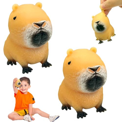 Fortivae Capybara Anti Stress Spielzeug, 2 Stück Kapybara Kugelfisch Antistress Spielzeug, Capybara Squeeze Spielzeug, Stressbälle Stress, Squishy Fidget Toys, für Kinder Erwachsene