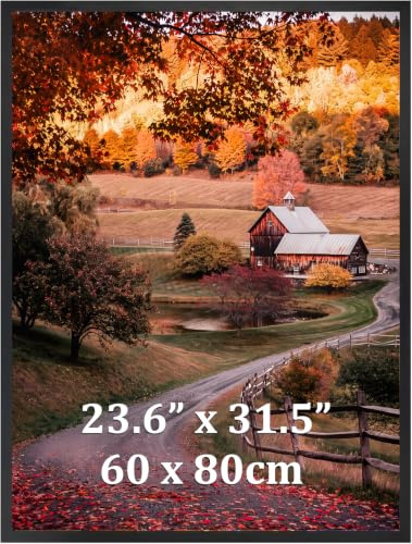Ditwis Bilderrahmen 60x80 Schwarz, Aluminium Fotorahmen für 80x60 cm Poster, Fotos und Kunstwerke, Metall Posterrahmen zum Aufhängen, Rahmen für Wohnungen, Büros und Galerien