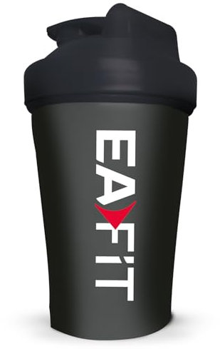 EAFIT Shaker Proteine 400 ml Nero Trasparente – Borraccia Graduata Senza BPA con Mixer in Acciaio – Per Whey Protein, Creatina, Pre Workout – Shaker Palestra Portatile Anti-Perdita per Sport e Fitness