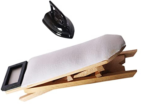 KONTONTY Miniature Fer à Repasser et Table de Repassage Noir Décor Miniature Créatif pour Maison de Poupée et Délicat pour Accessoire de Jeu Éducatif