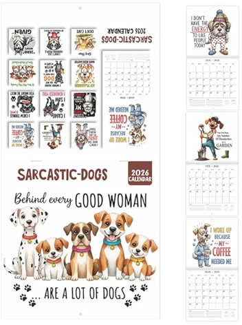 Kalender 2026 - Monatlicher Wandkalender mit Hundewelpen | Lustige weiße Tafel für Urlaubsplanung, Organisation für Zuhause, Arbeit, Büros und Kühlschrank inkl