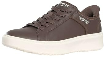 Skechers Hombre Zapatillas Sin Cordones Court Break con Doble Ventilación, Chocolate