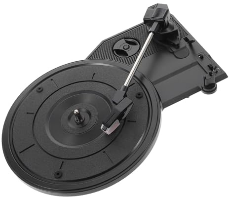 BESPORTBLE Vintage Record Player with Large Gramophone Movement and Built-in Speakers, Plastic Retro Vinyl Turntable Needle for Home Decor, Classic Black Design for Music Lovers