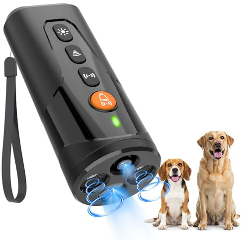 AOZOOM Ultraschall Anti Bell Gerät für Hunde, Handheld Ultraschall Hundegebell mit 4 Modi & LED, 15m Reichweite, Aufladbar & Sicheres & Effektives Bellstopp für Hunde Drinnen Draußen