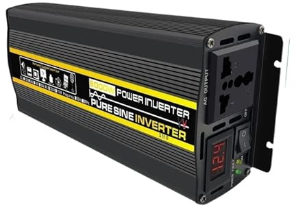 Transformateur Onduleur Universel pour Voiture 8000 W Transformateur Tension Hors Réseau À Onde Sinusoïdale 12V/24V vers 220V 50Hz Convertisseur Multiprise(48V to 220V)