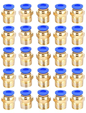 QANYEGN 25 Stück Push-to-Connect-Fittings, pneumatischer Push-in-Schnellstecker, PC6 02 G1/4 Air Quick Fittings-Adapter