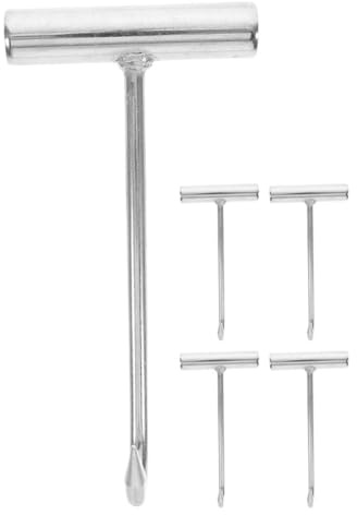 UKCOCO Set 5 Ganci per Disossare in Acciaio Inox Manico a T Ergonomico, Utensili per Macelleria e Barbecue, Ganci Pratici per Appendere Carne in Cucina e Ristorante