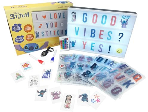 WONDEE Disney Magic Stitch Lichtbox für Mädchen, mit Buchstaben, Zeichnungen, Emojis, Fernbedienung, Raumdekoration, Stitch-Geschenke, für Mädchen und Frauen, originelles Geschenk für Geburtstag