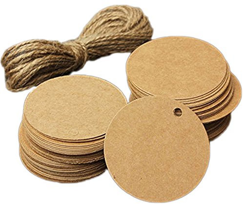 FSSTUD 100 STK 5cm Rund Geschenk Anhänger Papieranhänger Kraftpapier Etiketten Kraftpapier Geschenkanhänger