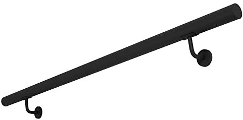 Edelstahl Handlauf 50-200 cm Treppengeländer Geländer Wandhandlauf für Treppe aus Edelstahlrohr Komplettset 3 Farben V2Aox, Farbe:Anthrazit, Länge:150 cm