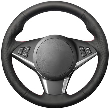 MEWANT Passgenauer Lenkradbezug zum Nähen für BMW M5 | E60 M5 E63 E64 Cabrio M6 Hand Nähen Auto Kunstleder Atmungsaktiv Für Beheizte Lenkräder Langlebig