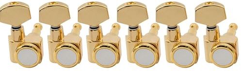 Musiclily Pro R15T-01 6-in-line 16:1 2-pin Gitarre Locking Mechaniken Gold | Hex Button, für Fender Strat Tele Style E-Gitarre