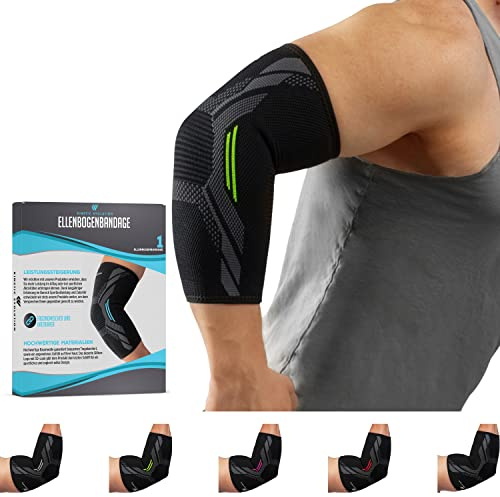 KINETIC EVOLUTION Ellenbogenbandage für Damen und Herren – Elastische Kompressionsbandage, rutschfester Halt, atmungsaktiv, ideal für Sport, Fitness, Tennis, Golf, Alltag