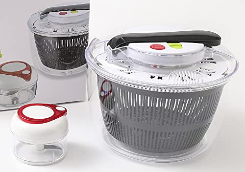 Ensalada Spinner, 5 l grande manual de lechuga y frutas, ensaladas más sabrosas y preparación de alimentos más rápida, bloqueo de secado y drenaje de lechuga lomo rápido
