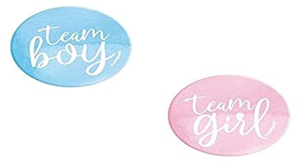 Unique Party Supplies Party 76045 Team Boy or Girl Gender Reveal Buttons | Assorted | 10 Pcs. Babypartygeschenke Anstecker-10er-Pack, Multicolour