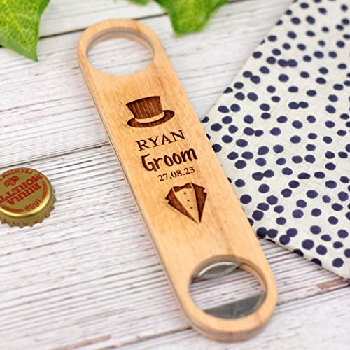 Personalised Wooden Bottle Opener, Wedding Gift for Father of the Bride, Father of the Groom, Best Man, Usher, Groomsmen, Stag Party