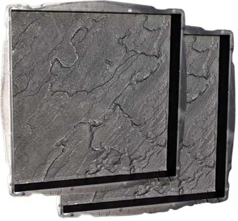 Beton-ABC / Schalungsformen Gießformen 2 Stück -Spaltplatten-Marmoroptik, 45 x 45 cm -Terrassen-Gehwegplatten selber gießen