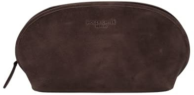 HOLZRICHTER Berlin - Kulturtasche aus Leder für Damen & Herren (No-6-1), Kulturbeutel 15x29x7cm, Echtleder Kosmetiktasche, Schokoladenbraun