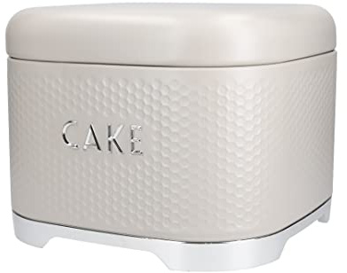 KitchenCraft Cake Storage Tin with Lid, Latte Cream, 26 x 26 x 2cm