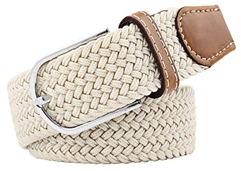 JK Home 115cm Ceinture Elastique Tressée pour Femme Homme Beige