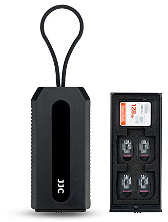 JJC 18 ranuras para tarjetas de memoria para 6 tarjetas SD SDXC SDHC y 12 tarjetas Micro SD SDXC SDHC TF, organizador de tarjetas portátil compacto antipolvo (negro)