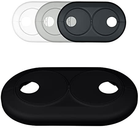Rosetta doppia variabile per tubi riscaldamento, per distanza tubi variabile, copertura; Foro: 15mm-28mm; collare per tubi radiatore, termosifone (18mm, nero RAL 9005)