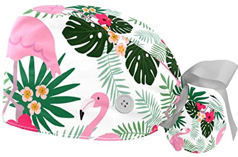 DragonBtu 2 Stück schweißableitende Beanie-Mütze, Sport-Kopfbedeckung, schnell trocknend, Unisex, Arbeitskappen, Flamingo, Farbe1, One size