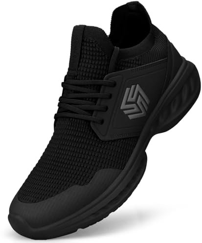 Giniros Sneaker Damen Schuhe Sportschuhe Laufschuhe Turnschuhe Damen Rutschfeste Leichte Fitness Jogging Walkingschuhe Atmungsaktiv Straßenlauf Schlüpfen Schuhe Freizeitschuhe für Damen Schwarz 39 EU
