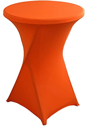 Stretch Stehtisch Hussen Spandex Stehtischhussen (Orange, 1er Ø 80-85cm) | Bartische Hochzeit Erstärkung im Fußbereich Rund Tischdecke für Bistrotisch Cocktail-Party Herbstdeko