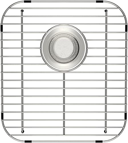 SANNO Sink Bottom Grid for Kitchen, Sink Protector Metal Sink Grate with Rear Hole,Stainless Steel Sink Protectors Gird, 13 L x 11.6 W