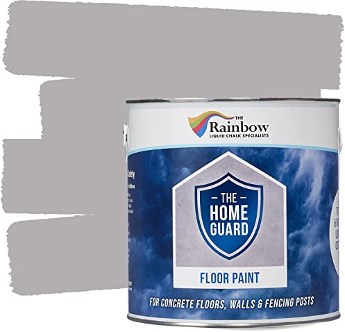 RAINBOW CHALK MARKERS Floor Paint - 2.5L Light Grey | Heavy Duty & Hard Wearing, Water-Based Indoor & Outdoor Floor Paint | Non-Slip Satin Finish Garage, Warehouse, Concrete, Stone & Patio Floors