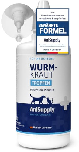 AniSupply Wurmkraut Liquid Tropfen flüssig 100ml – für Hunde & Katzen, mit echtem Wurmkraut (Artemisia Absinthium) in rezepturbasierter Pflanzenformel, geeignet für alle Haustiere