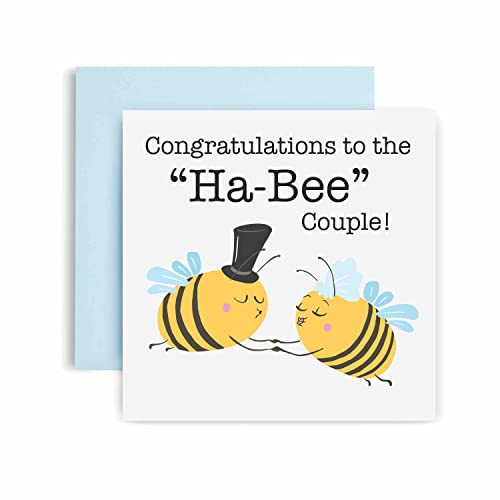 Huxters Hochzeitskarte mit Aufschrift Congratulations to the Ha Bee Couple, A5, Glückwunschkarte zur Hochzeit, Hochzeitsgeschenke für Paare, lustige Grußkarte, Hochzeitskarte (Braut und Bräutigam)