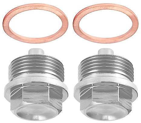 MACHSWON 2 Set M24x1.5 Oil Drain Plug Magnetic Aluminum Alloy Sump Drain Nut Oil Drain Bolt with 2 Washer Car Motorcycle Silver Tone