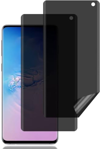 BCHKLAI Sichtschutz Schutzfolie für Samsung Galaxy S10 4G [2 Stück] | Fingerabdruck-ID-Kompatibel, Kratzfest, Blasenfrei, Anti-Spy Flexibler TPU Privacy Schutzfolie für Samsung Galaxy S10 4G
