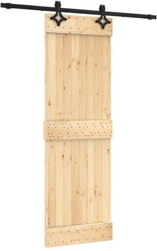 vidaXL Puerta corredera con herrajes madera maciza de pino 70x210 cm, puerta interior, puerta corredera interior, puerta corredera de establo
