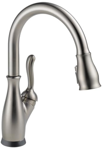 Delta Leland Touchless Kitchen Faucet with Touch Technology, Brushed Nickel Kitchen Sink Faucet with Pull Down Sprayer, Single Hole, SpotShield Stainless 9178TL-SP-DST