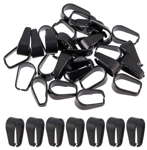 SUNNYCLUE 1 Box 30 Stück Edelstahl Klemmbügel Schwarzer Anhänger Klammerverschluss Schnappbügel Eispickel Klemmbügel Offener Baumelnder Clip Bügelschieber Anhängerverschluss Bügelverbinder Für Die Sch