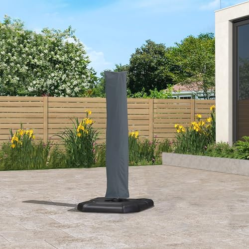 PURPLE LEAF Schutzhülle für Sonnenschirm Balkon Ampelschirm Grau 221×61 cm